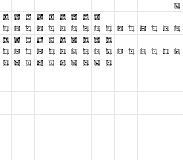 NewFont Regular Character Map