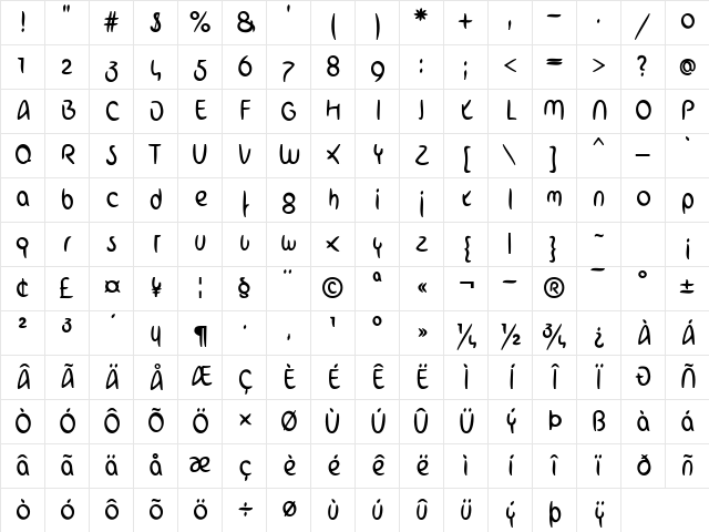 ArabStroke LT Regular Regular Character Map