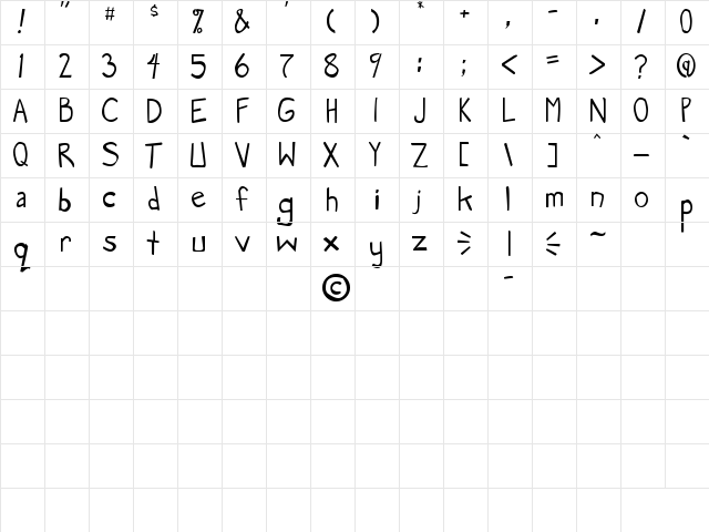 Manga Speak Regular Character Map