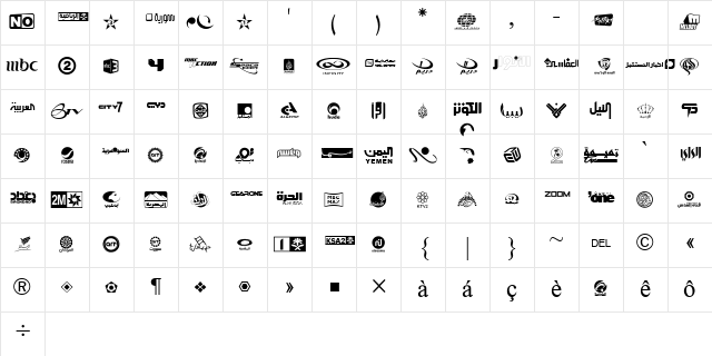 Arab TV logos Regular Character Map