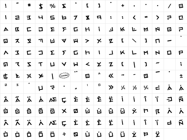 Iron Cobra Rotated Regular Character Map