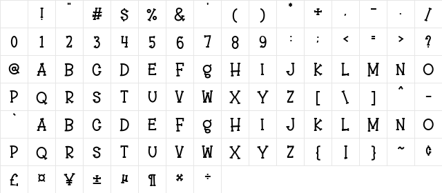 Mango Nice Regular Character Map Mango Nice Regular Character Map