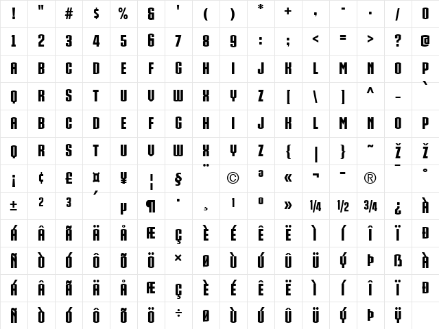 IRON MAN OF WAR 002 NCV Regular Character Map