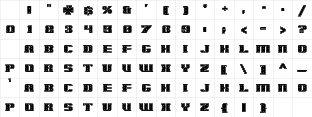 IronCladBoltedRaised Regular Character Map IronCladBoltedRaised Regular Character Map