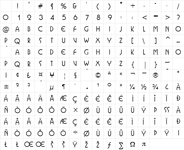IsolatCapsSSK Regular Character Map IsolatCapsSSK Regular Character Map