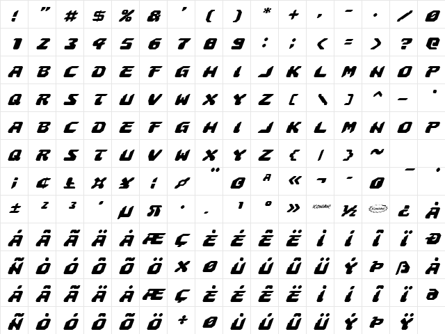 Astropolis Italic Italic Character Map