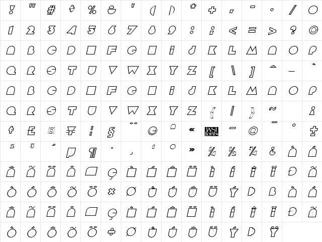 Aramis Italic Character Map