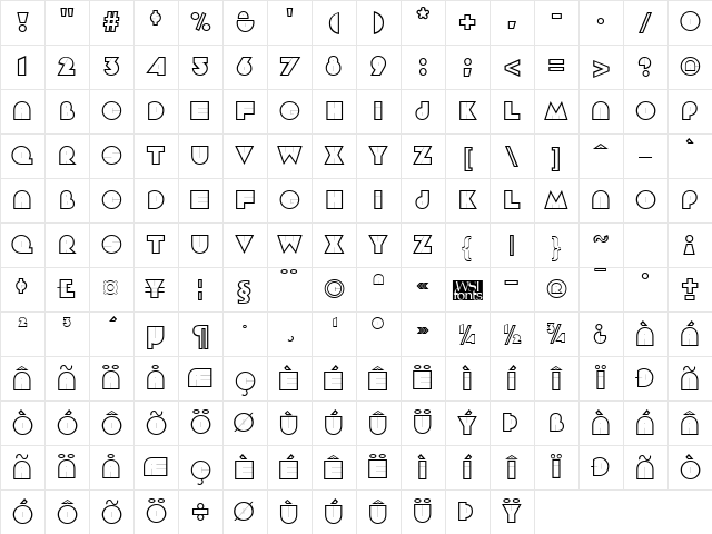 Aramis Regular Character Map
