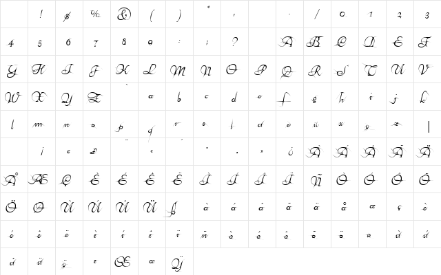 AraneaEF Regular Character Map
