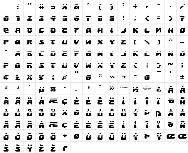Astropolis Laser Regular Character Map