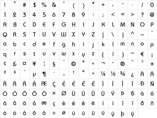 Bauhaus LT Medium Regular Character Map