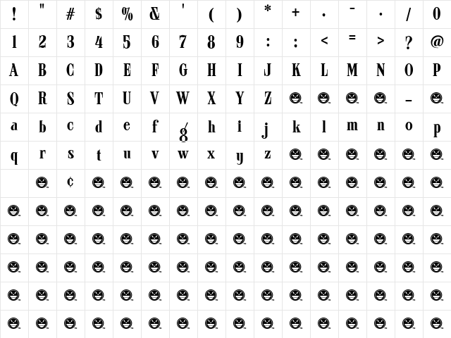ARB 08 Extreme Roman AUG-32 CAS Regular Character Map