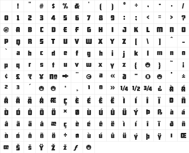 ARB 66 Neon Line JUN-37 Regular Character Map