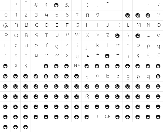 ARB-218 Neon Blunt MAR-50 Bold Character Map