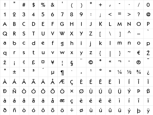 ITCKabel LT Medium Regular Character Map
