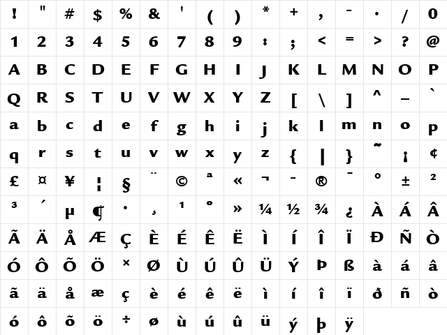ITCLegacySans LT Ultra Regular Character Map