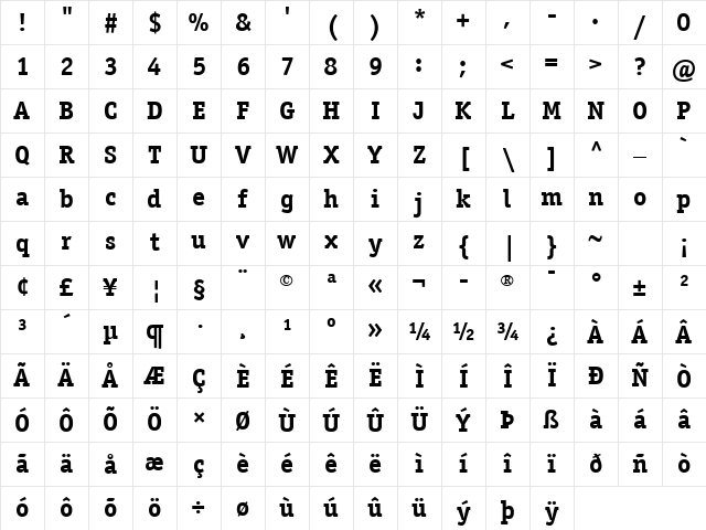 ITCOfficinaSerif LT Book Bold Character Map