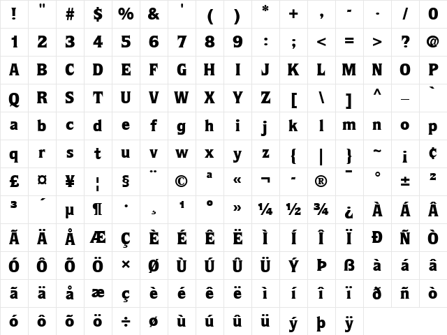 Quorum LT Medium Bold Character Map Quorum LT Medium Bold Character Map