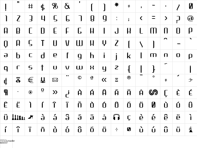 Arbeka Regular Character Map