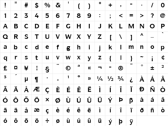 Symbol LT Book Bold Character Map