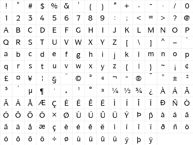 Symbol LT Medium Regular Character Map Symbol LT Medium Regular Character Map