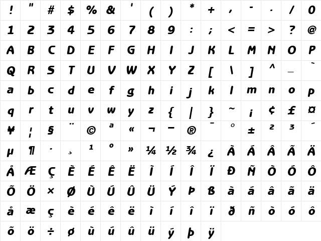 ITCBenguiatGothic-Heavy HeavyItalic Character Map ITCBenguiatGothic-Heavy HeavyItalic Character Map