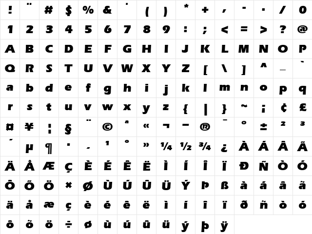 ITCEras-Ultra UltraItalic Character Map