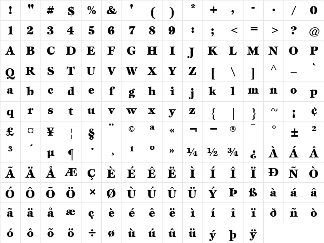 ITCEsprit-Black Black Character Map