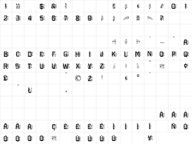 Arboret Regular Character Map