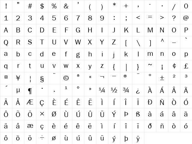 ITCFranklinGothic-Book Book Character Map