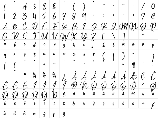 Manttilda Regular Character Map