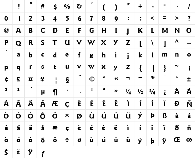 ITCGoudySans Bold Character Map ITCGoudySans Bold Character Map
