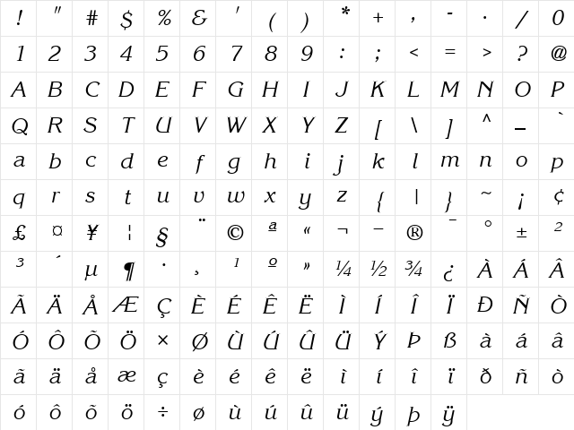 ITCKorinnaKursiv RomanItalic Character Map