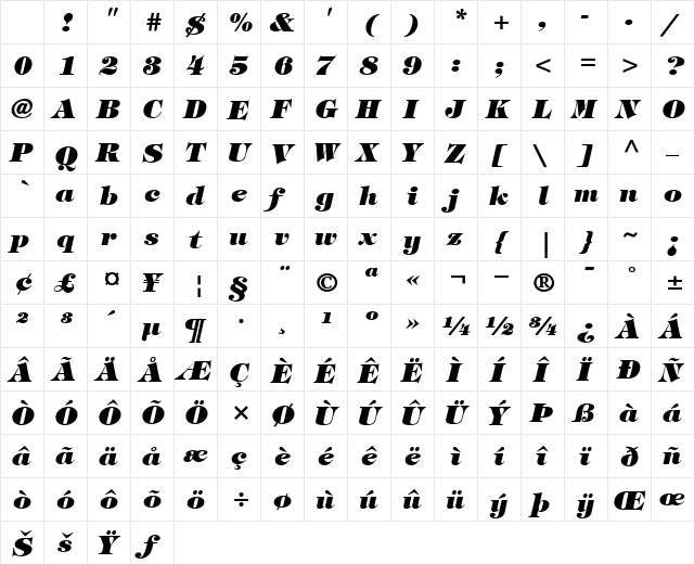 ITCTiffany-Heavy HeavyItalic Character Map ITCTiffany-Heavy HeavyItalic Character Map