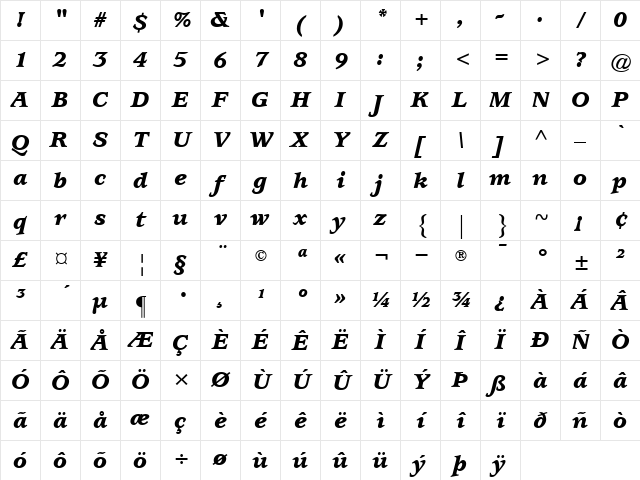 ITCUsherwood-Black BlackItalic Character Map