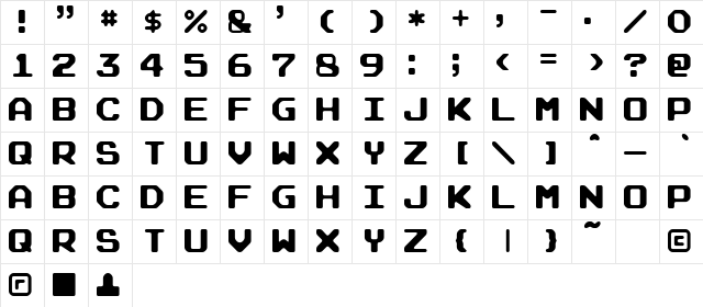 Arcade Rounded Regular Character Map