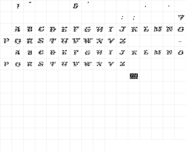 IvyDisplayCaps Italic Character Map
