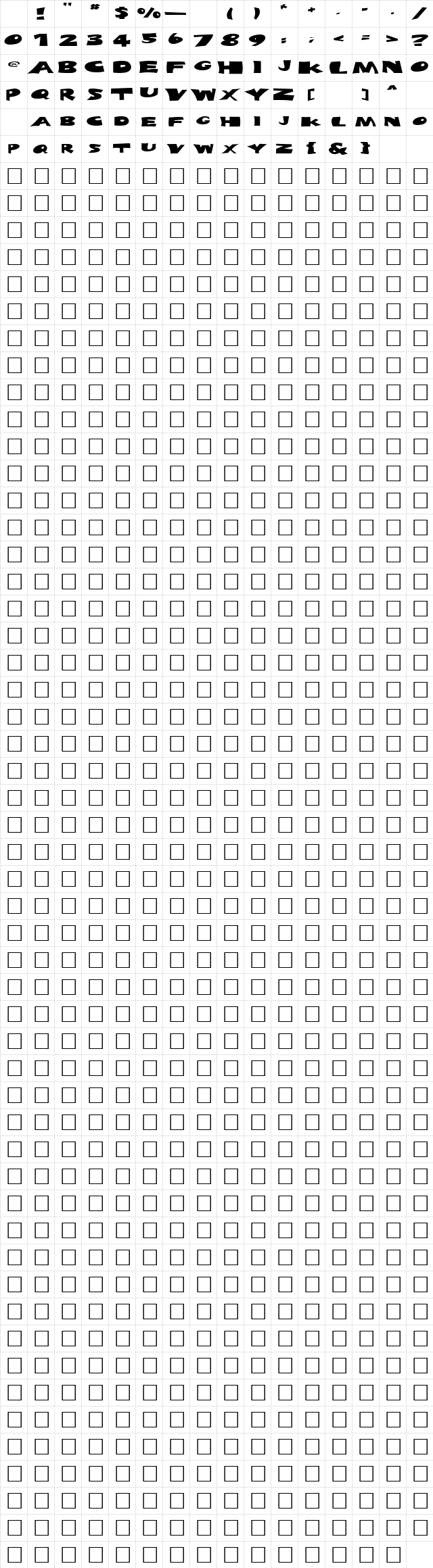 FZ JAZZY 10 EX Light Character Map