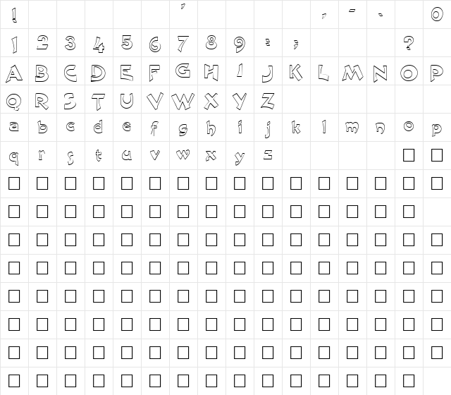 FZ JAZZY 11 HOLLOW Normal Character Map FZ JAZZY 11 HOLLOW Normal Character Map