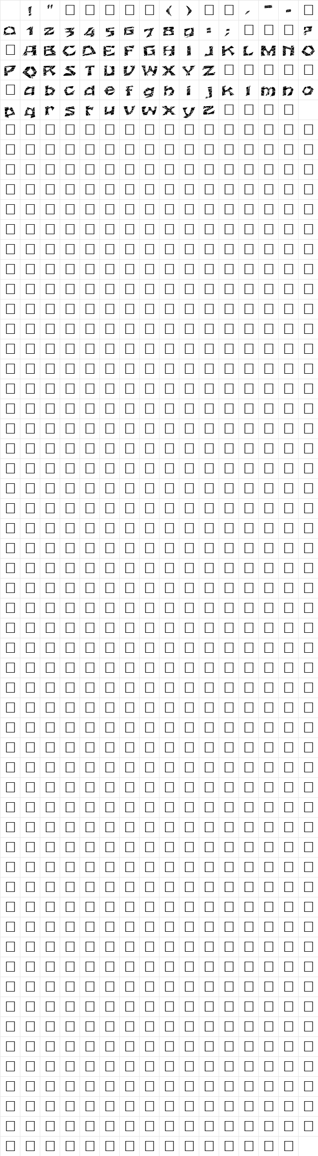 FZ JAZZY 12 CRACKED EX Normal Character Map