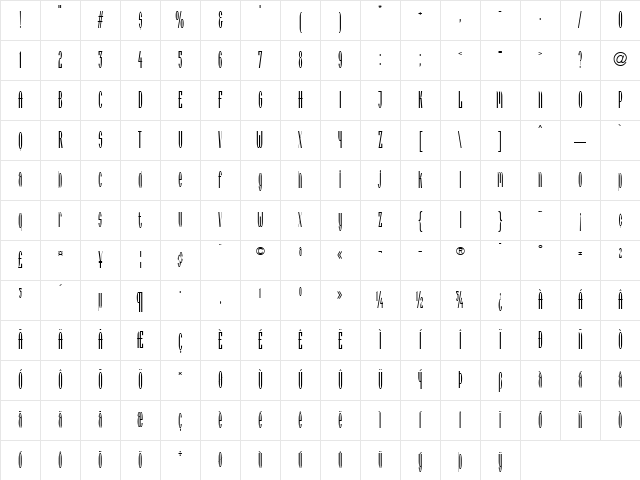 Arcadia Regular Character Map