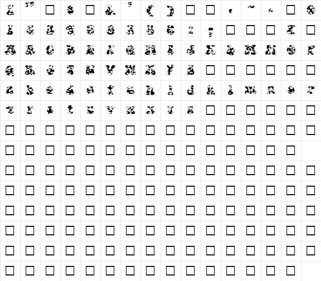 FZ JAZZY 14 HOLEY EX Regular Character Map FZ JAZZY 14 HOLEY EX Regular Character Map