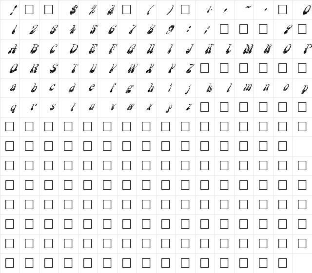 FZ JAZZY 17 CRACKED ITALIC Normal Character Map