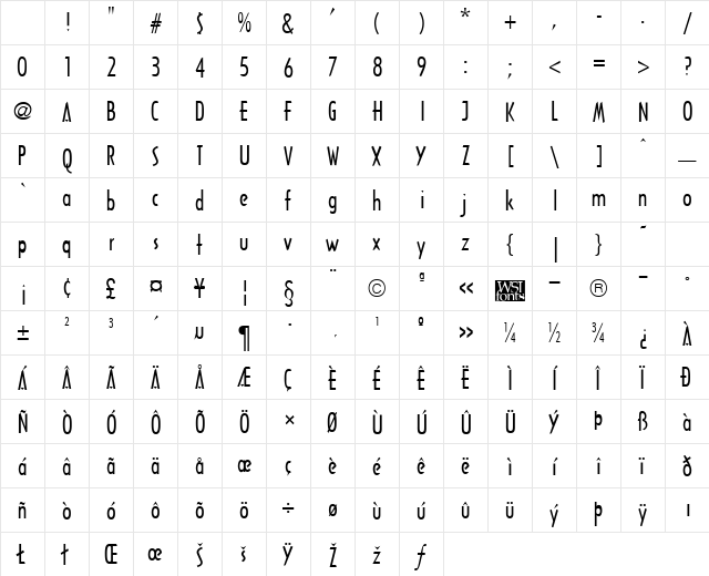 Arcane Regular Character Map Arcane Regular Character Map