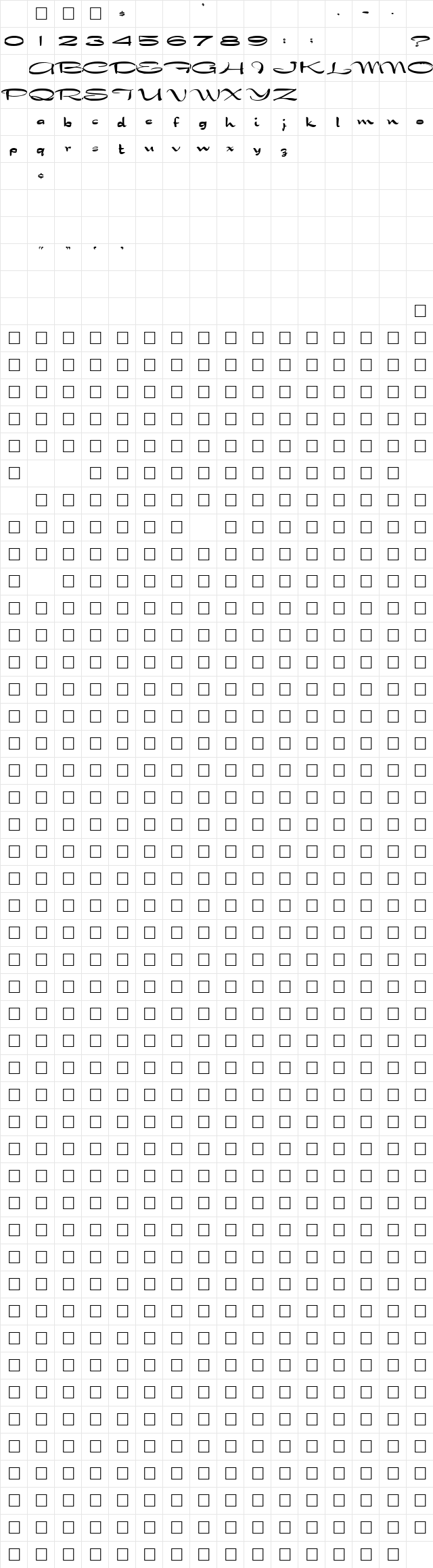 FZ JAZZY 30 Normal Character Map