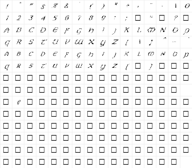 FZ JAZZY 31 HOLEY ITALIC Normal Character Map FZ JAZZY 31 HOLEY ITALIC Normal Character Map