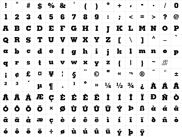 Jaak Black SSi Extra Bold Character Map