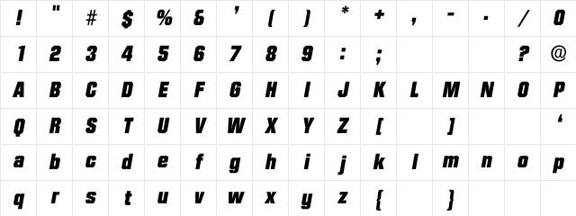 JackDempseyItal Regular Character Map
