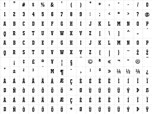 JACKPORT REGULAR NCV Regular Character Map
