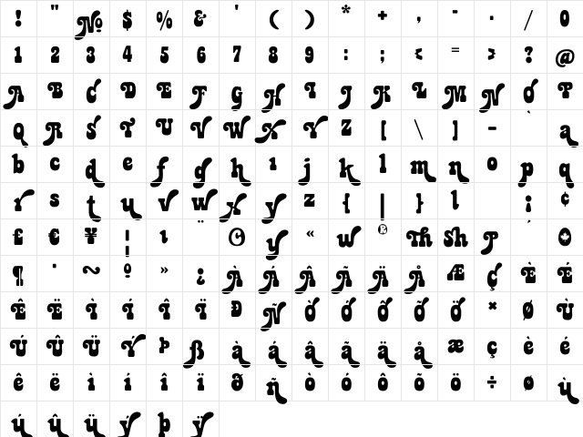 Jackpot Sweep Regular Character Map